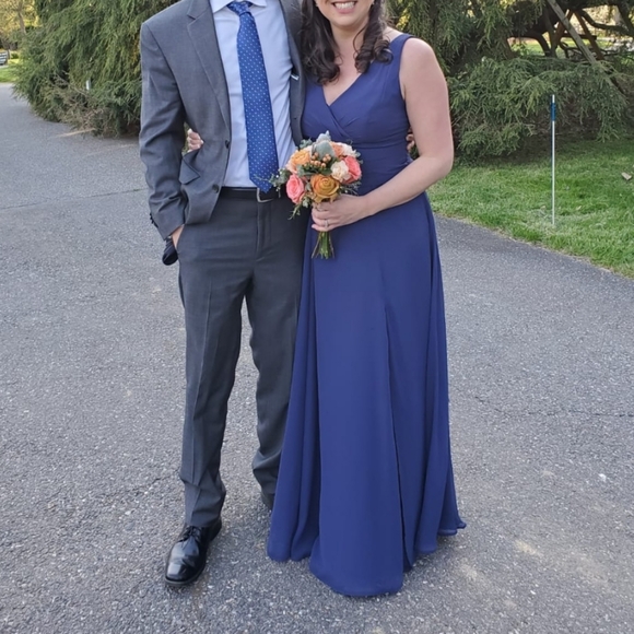 Surplice Tank dress in MARINE. Style F19831. - Picture 2 of 2